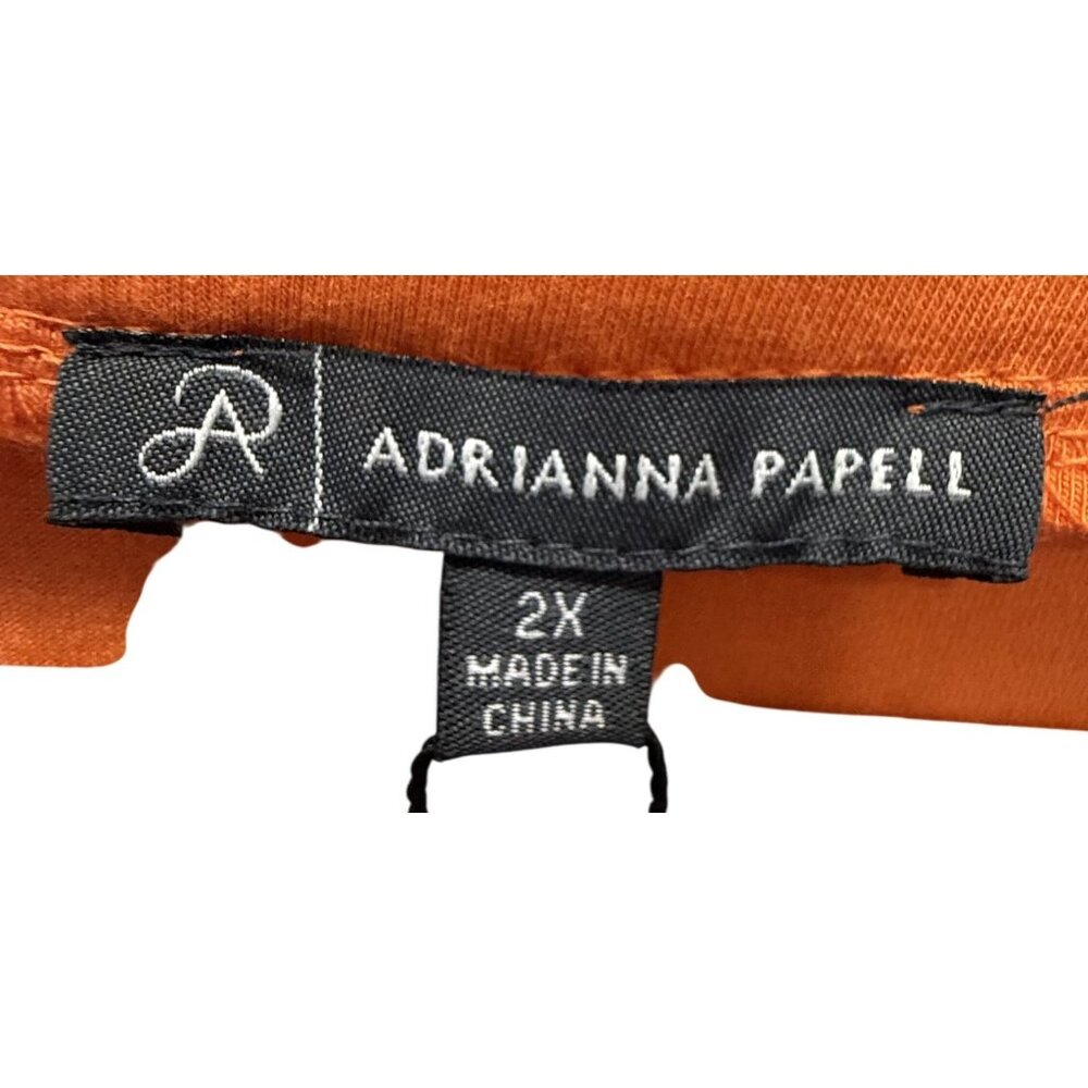 Adrianna Papell Womens 2X Orange 3/4 Sleeve Lightweight Blouse Sharkbite - Picture 4 of 6